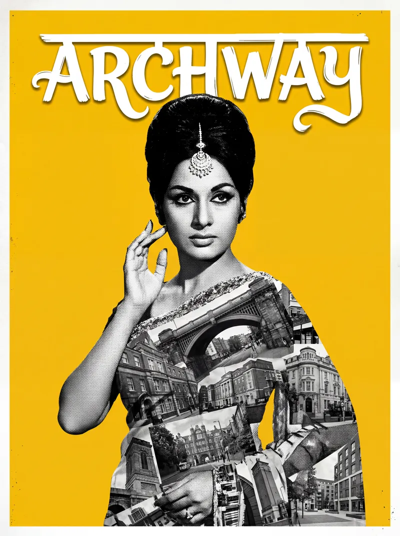 Bollywood-style art print of Archway, London