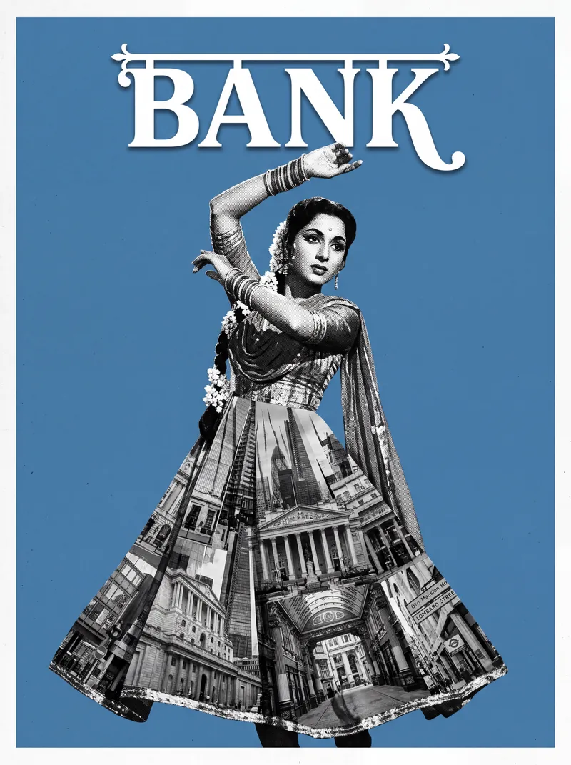 Bollywood-style art print of Bank, London
