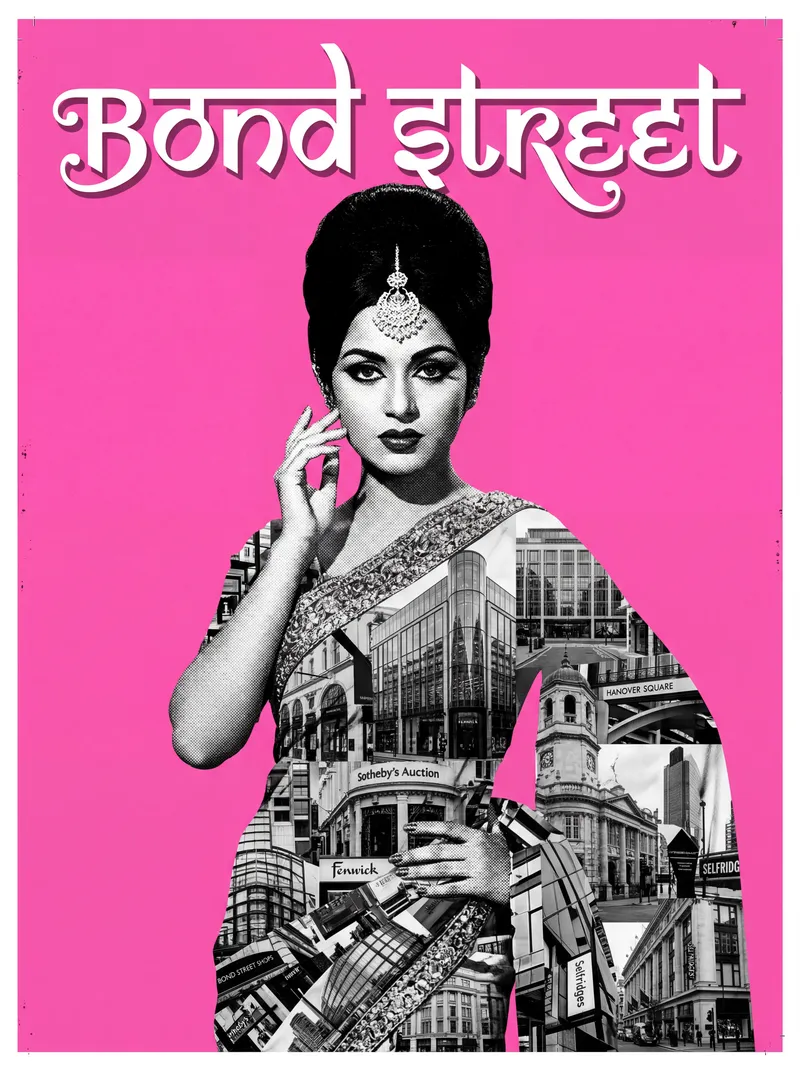 Bollywood-style art print of Bond Street, London