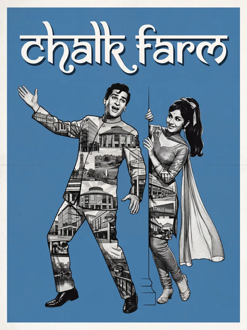 Chalk Farm Bollywood-style poster — London tube station wall art print
