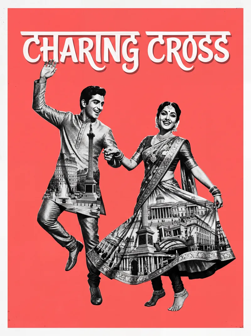 Bollywood-style art print of Charing Cross, London