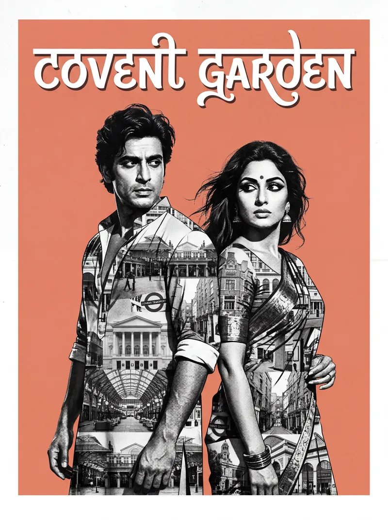 Bollywood-style art print of Covent Garden, London