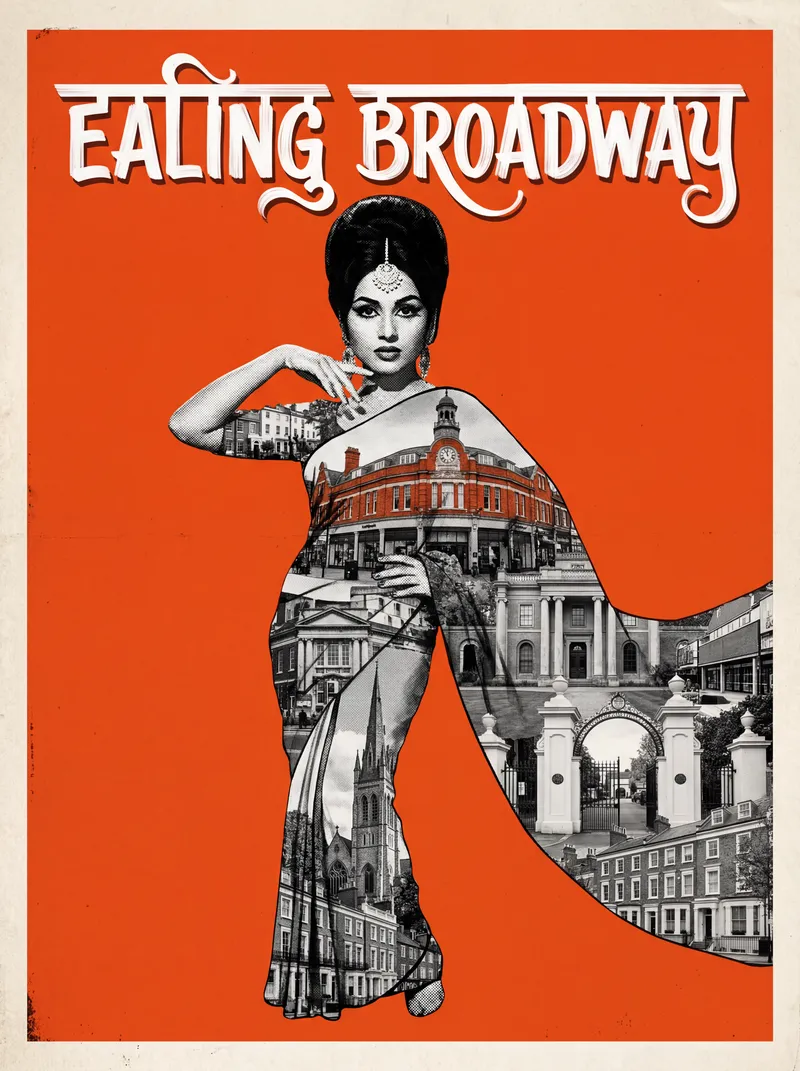 Ealing Broadway Bollywood-style poster — London tube station wall art print