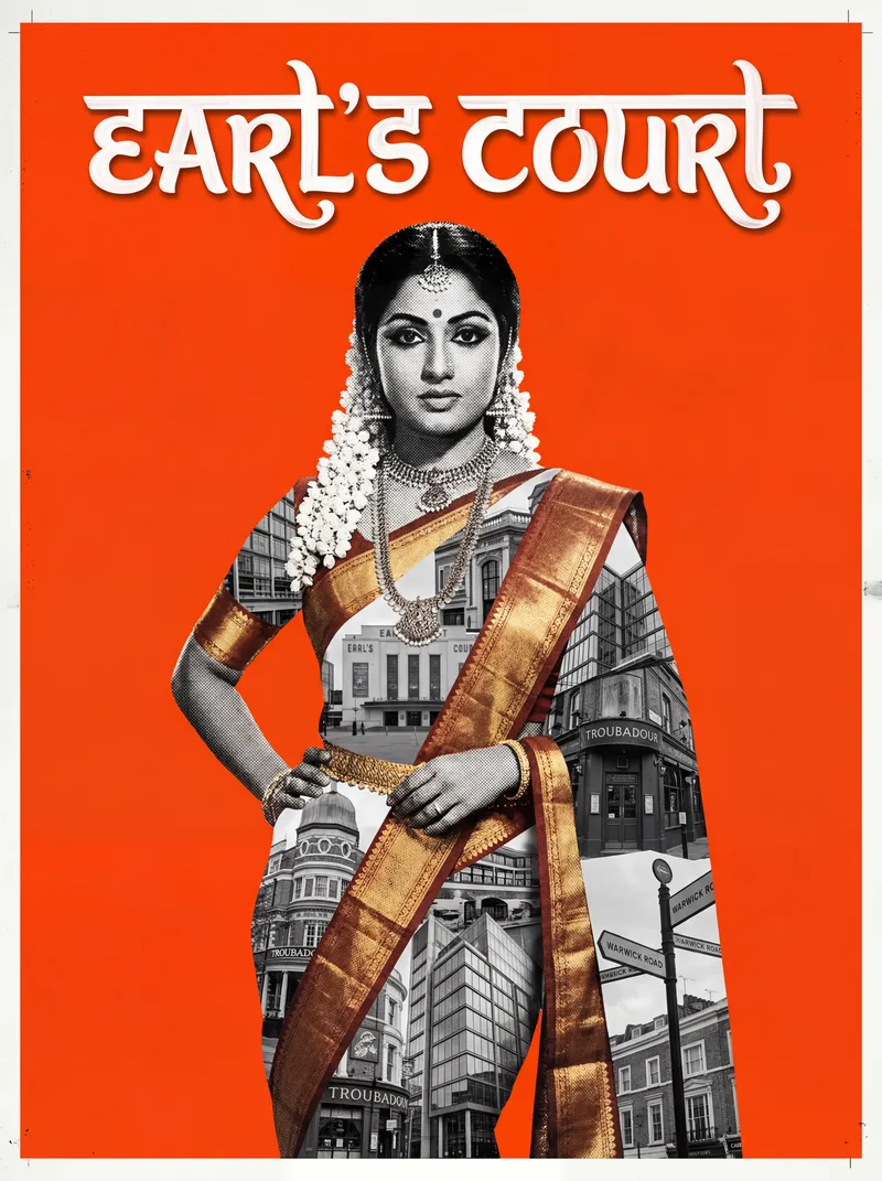 Bollywood-style art print of Earl's Court, London