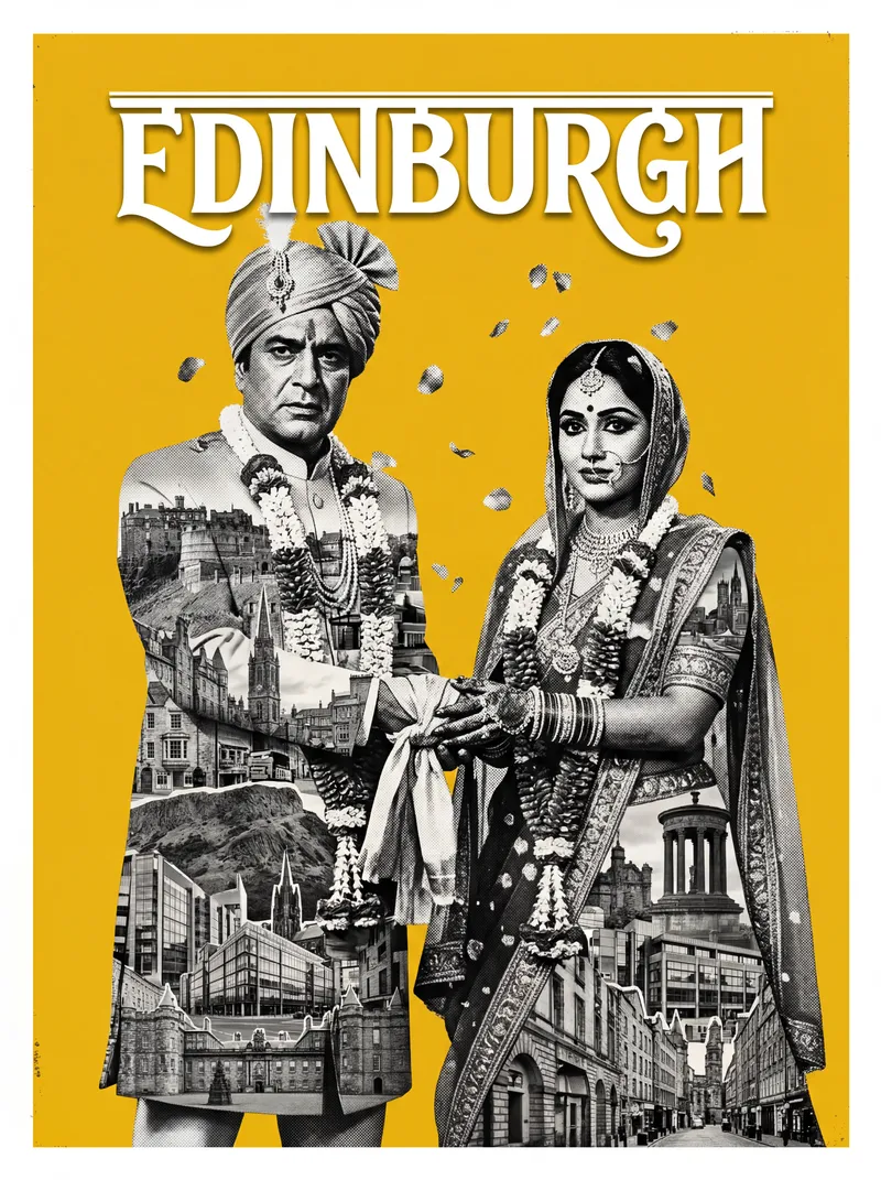 Bollywood-style art print of Edinburgh, UK