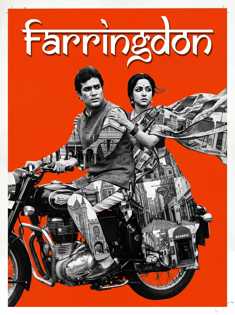 Bollywood-style art print of Farringdon, London