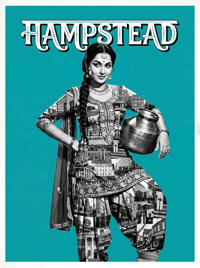Hampstead Bollywood-style poster — London tube station wall art print