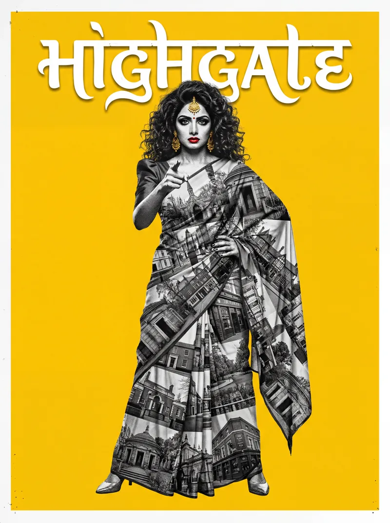 Bollywood-style art print of Highgate, London