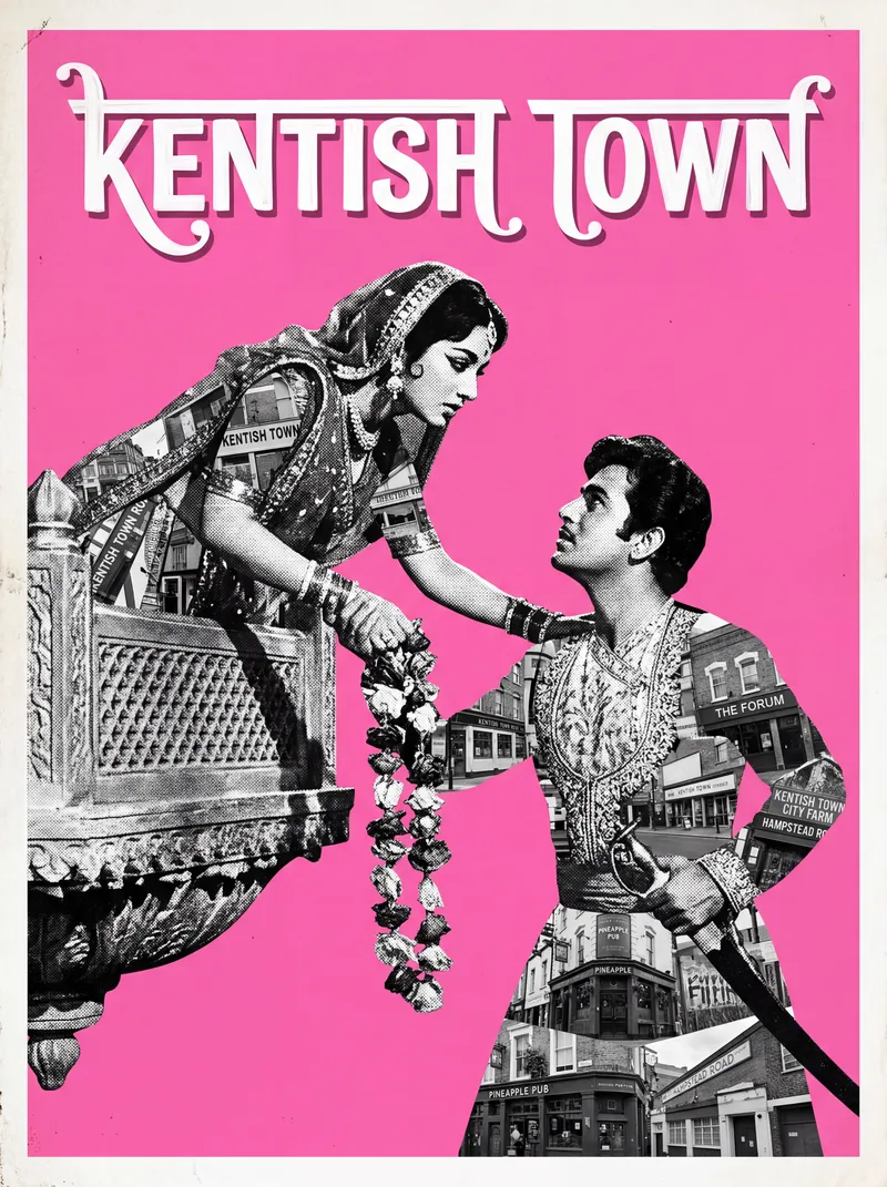 Kentish Town Bollywood-style poster — London tube station wall art print