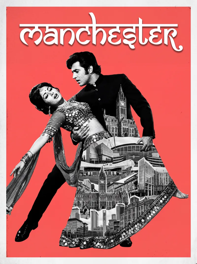 Bollywood-style art print of Manchester, UK