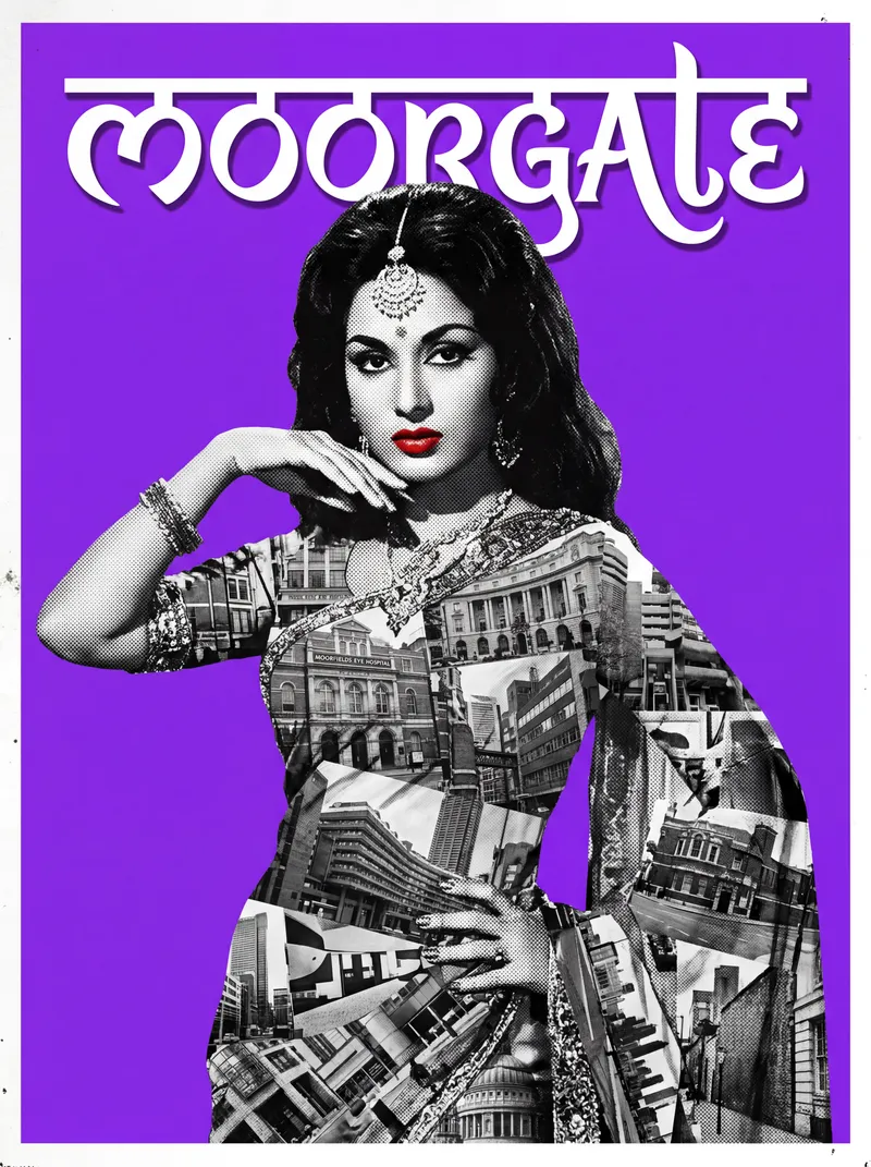 Bollywood-style art print of Moorgate, London