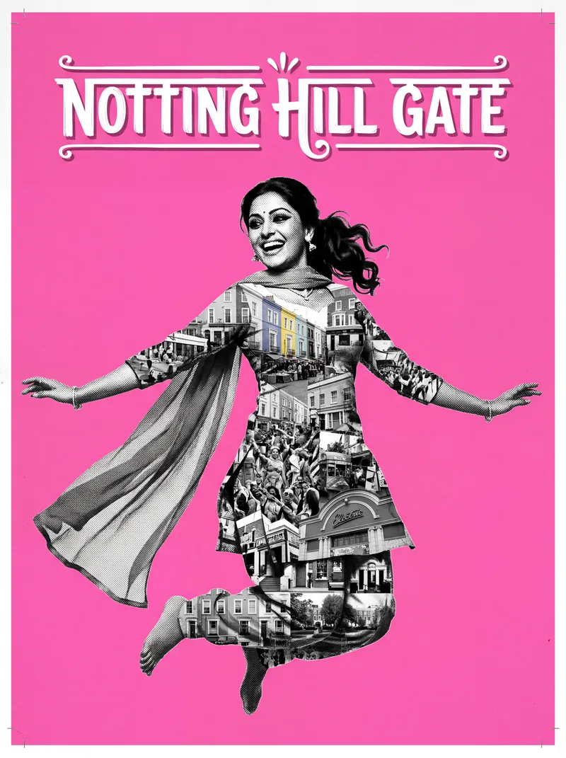 Bollywood-style art print of Notting Hill Gate, London