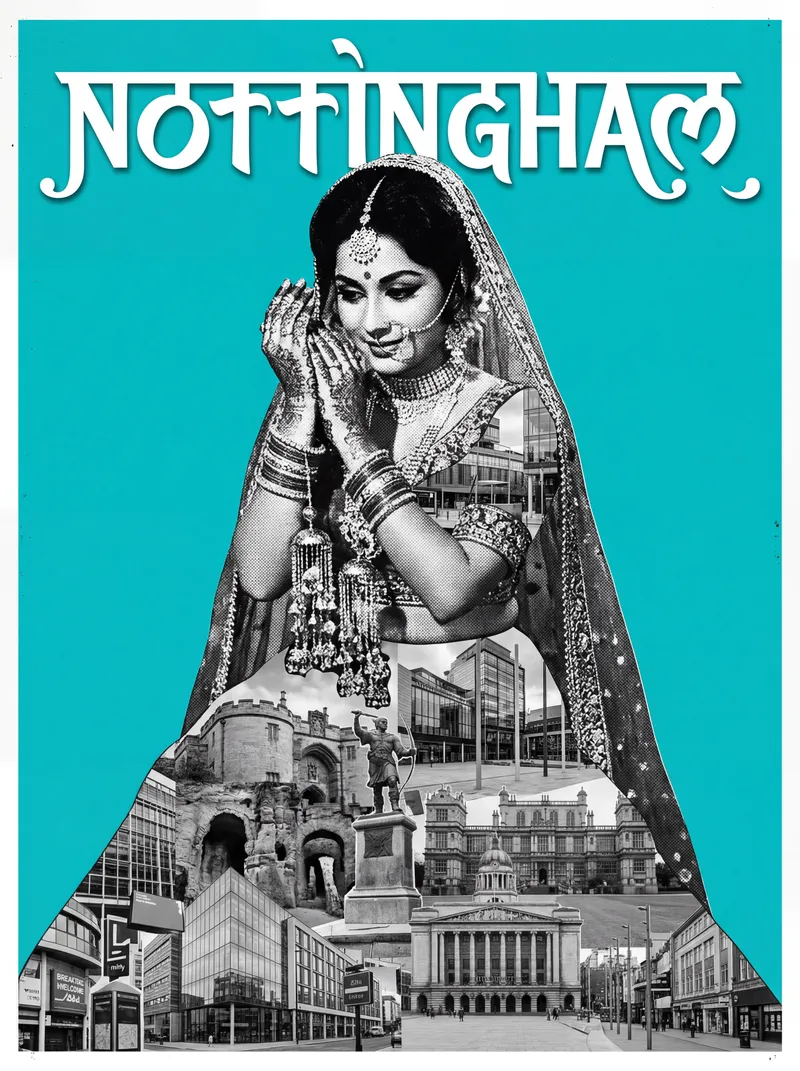 Bollywood-style art print of Nottingham, UK