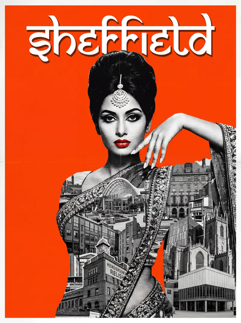 Bollywood-style art print of Sheffield, UK