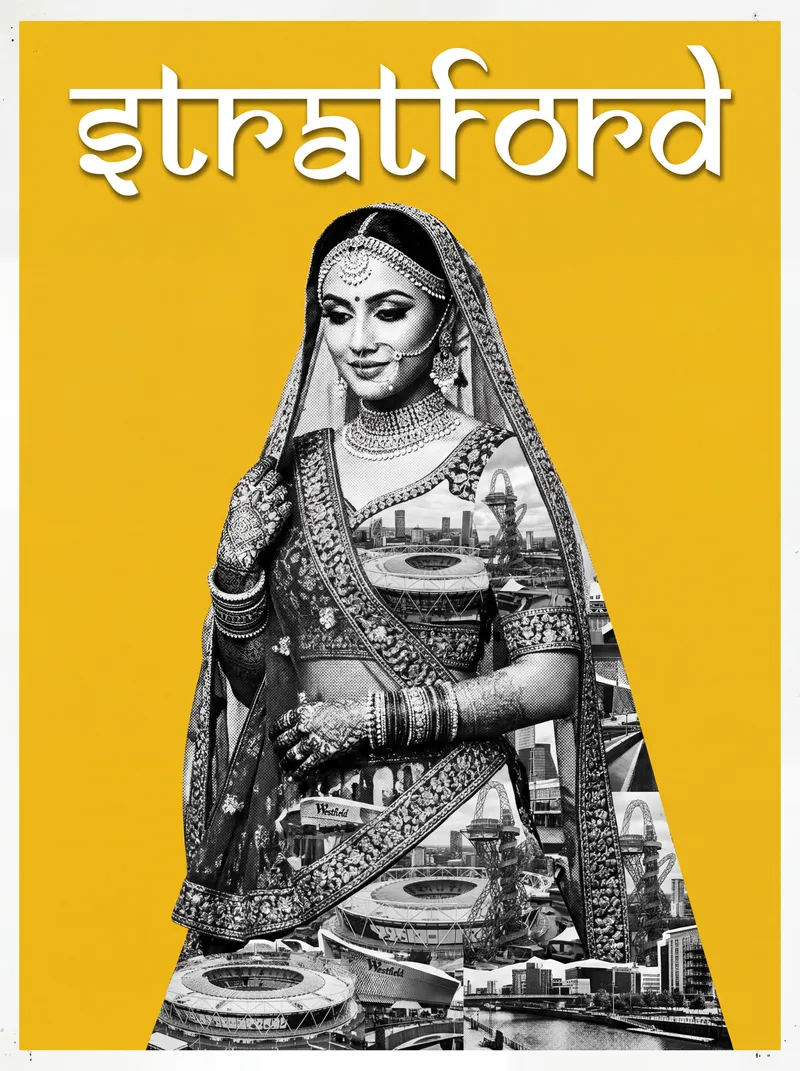 Bollywood-style art print of Stratford, London