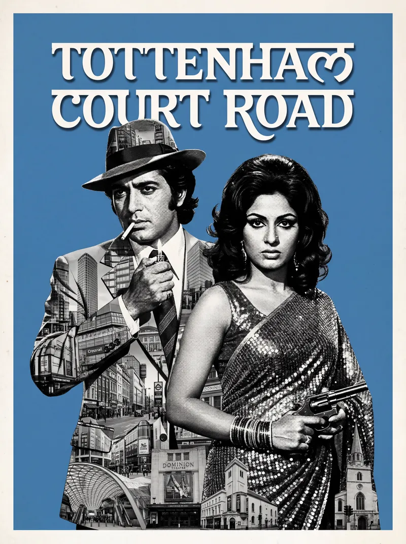 Bollywood-style art print of Tottenham Court Road, London