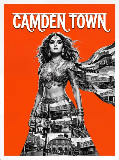 Bollywood-style art print of Camden Town, London