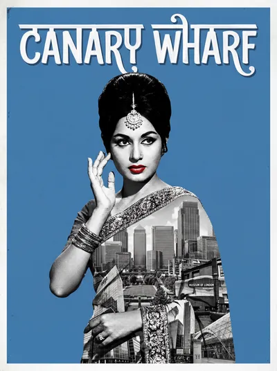 Bollywood-style art print of Canary Wharf, London