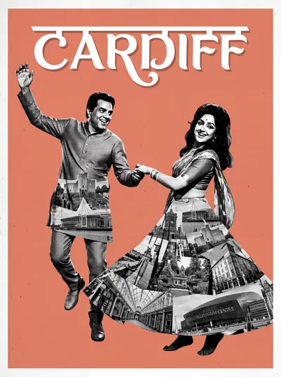 Bollywood-style art print of Cardiff, UK