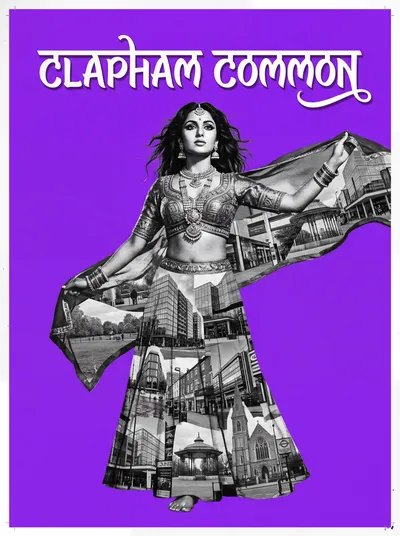 Bollywood-style art print of Clapham Common, London