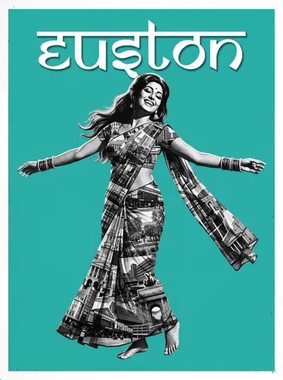 Bollywood-style art print of Euston, London