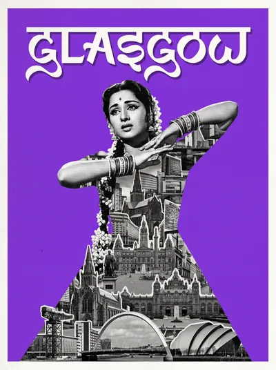 Bollywood-style art print of Glasgow, UK