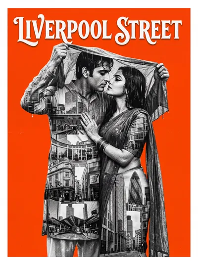 Bollywood-style art print of Liverpool Street, London