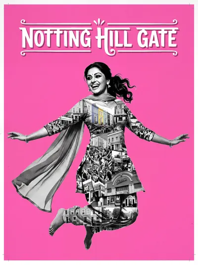 Bollywood-style art print of Notting Hill Gate, London