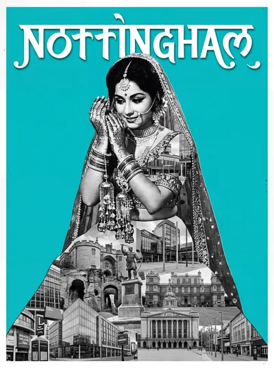 Bollywood-style art print of Nottingham, UK